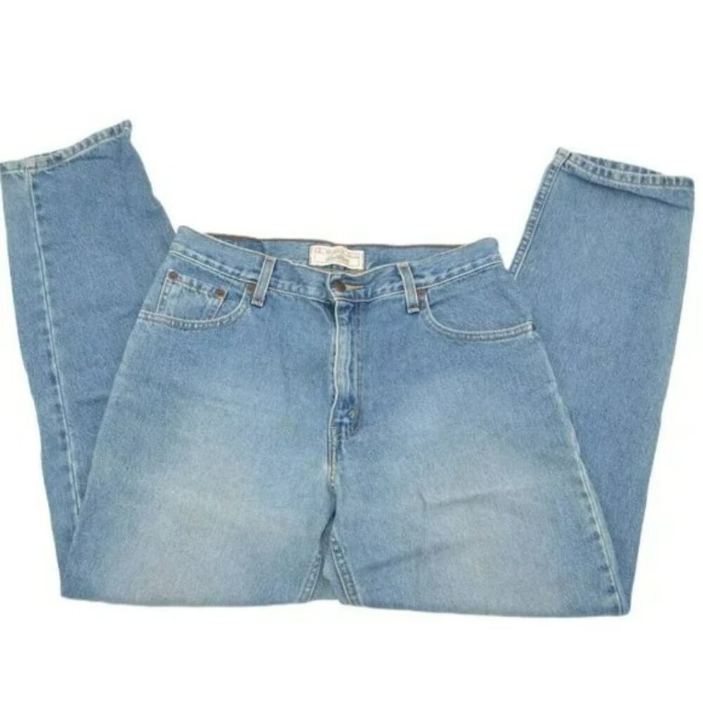 Vintage Distressed Fade Relaxed LEVIS Tapered High Waist Mom Denim Blue Jeans 12